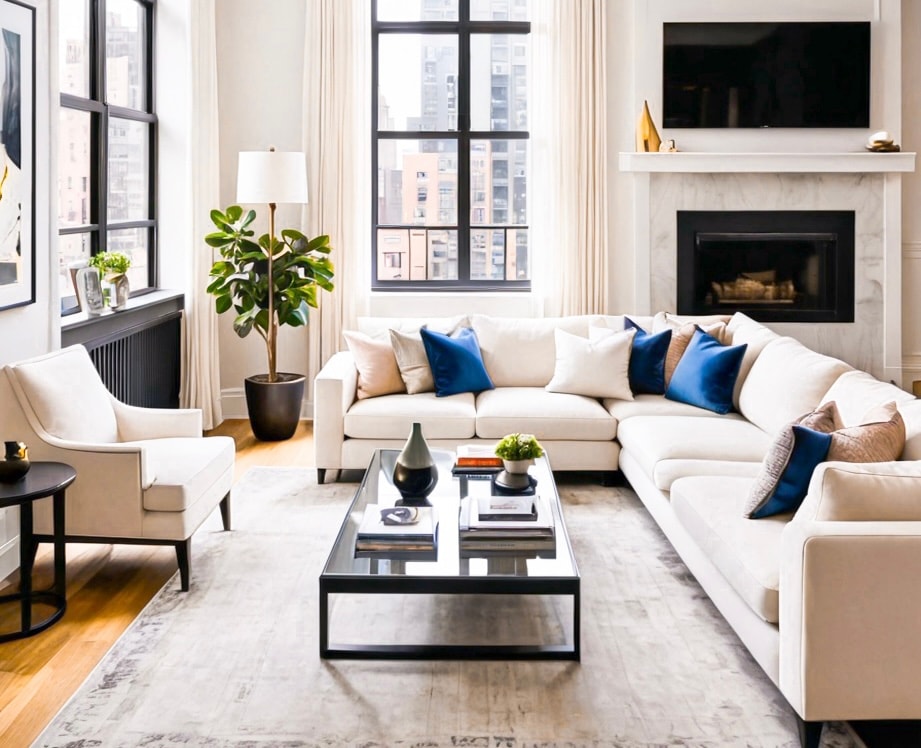Bright airy staged interior